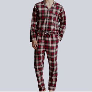 Polo Ralph Lauren Men's Plaid Flannel Pajama Set Size Medium red plaid cotton